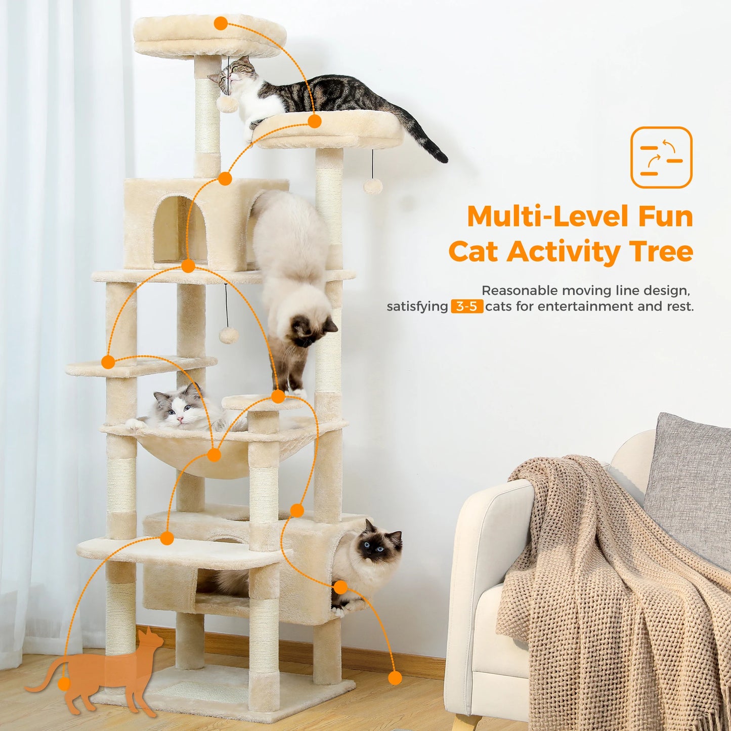 PAWZ Road Cat Tree Tower Indoor Cats With Sisal Posts