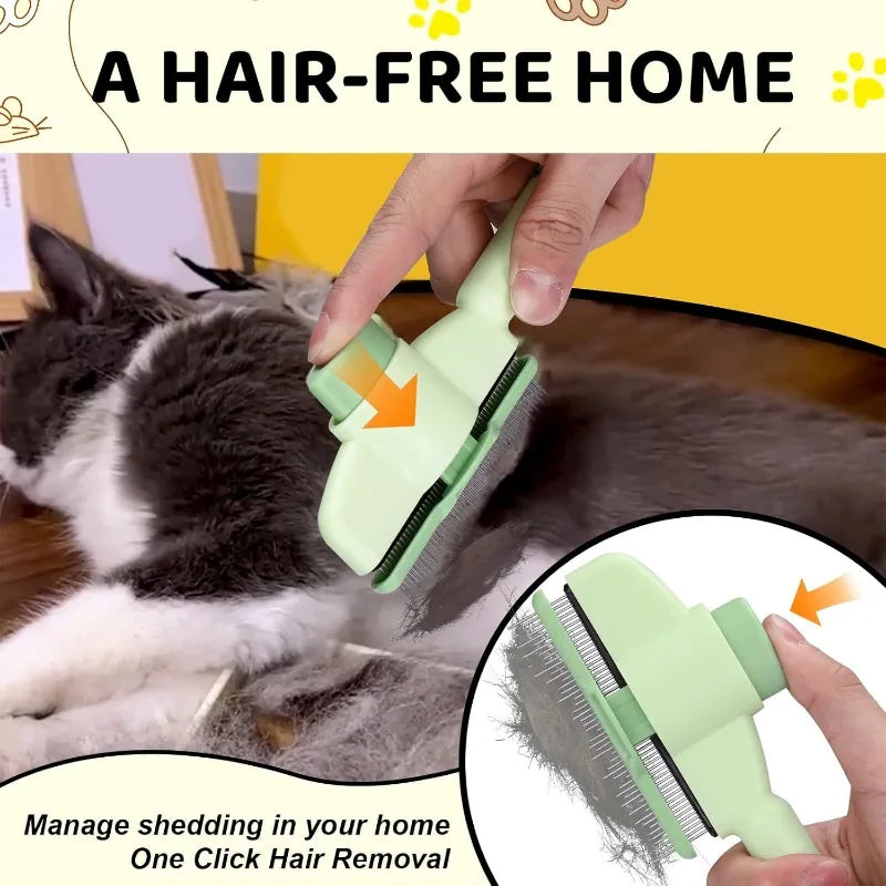SUOJIH Self Cleaning Pet Hair Removal Comb For Cats Dogs