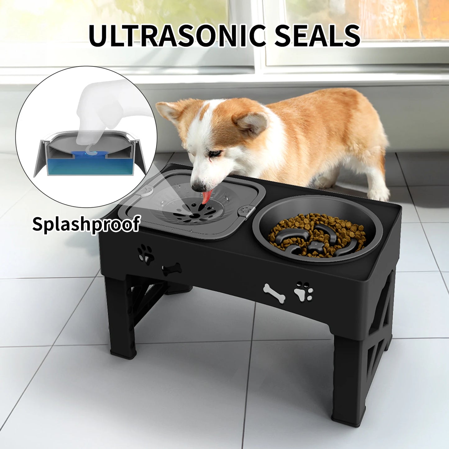 Feature Cat Dog Bowl 3 In 1 Slow Feeder Adjustable Design