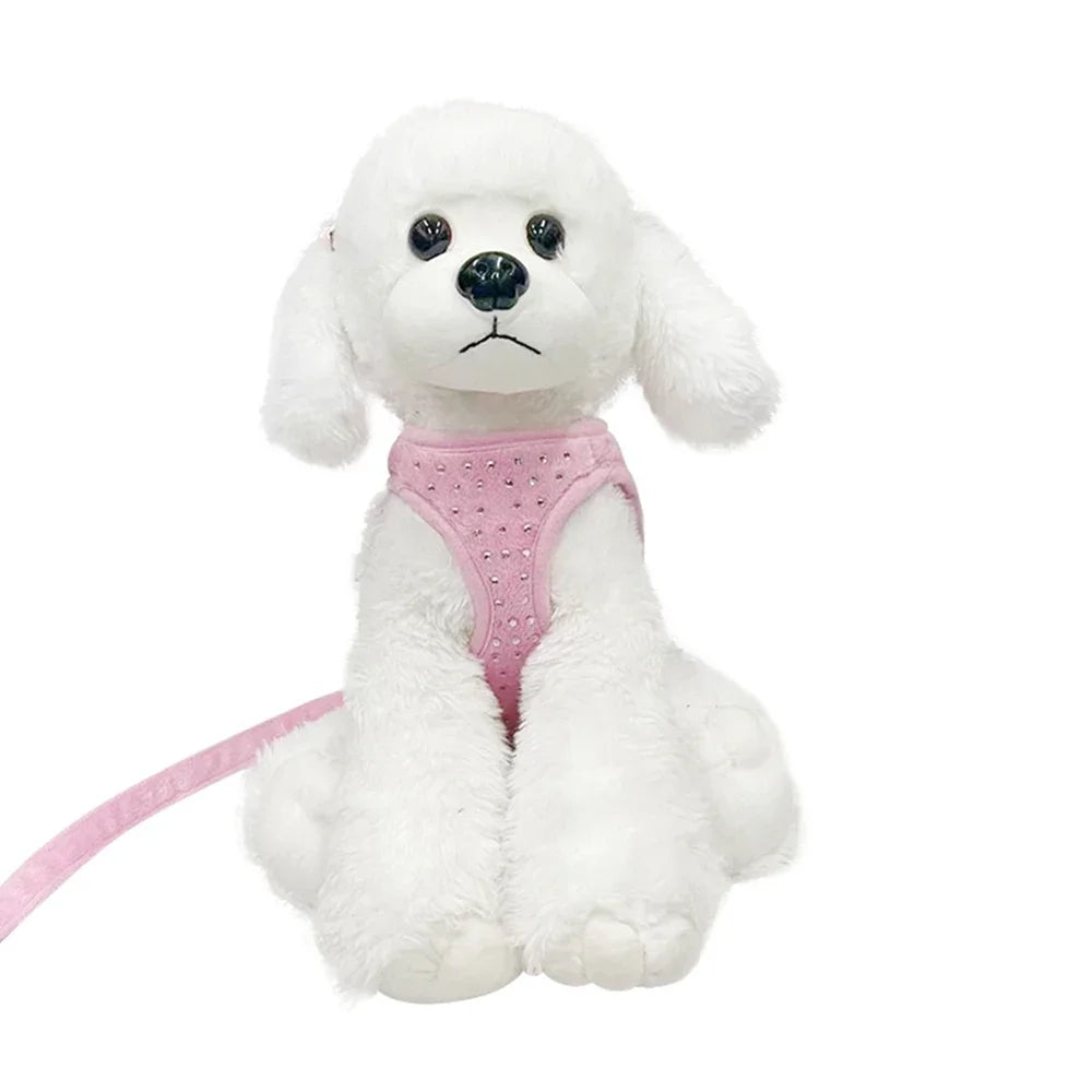 Soft Breathable Dog Harness with Diamond Decoration for Pets