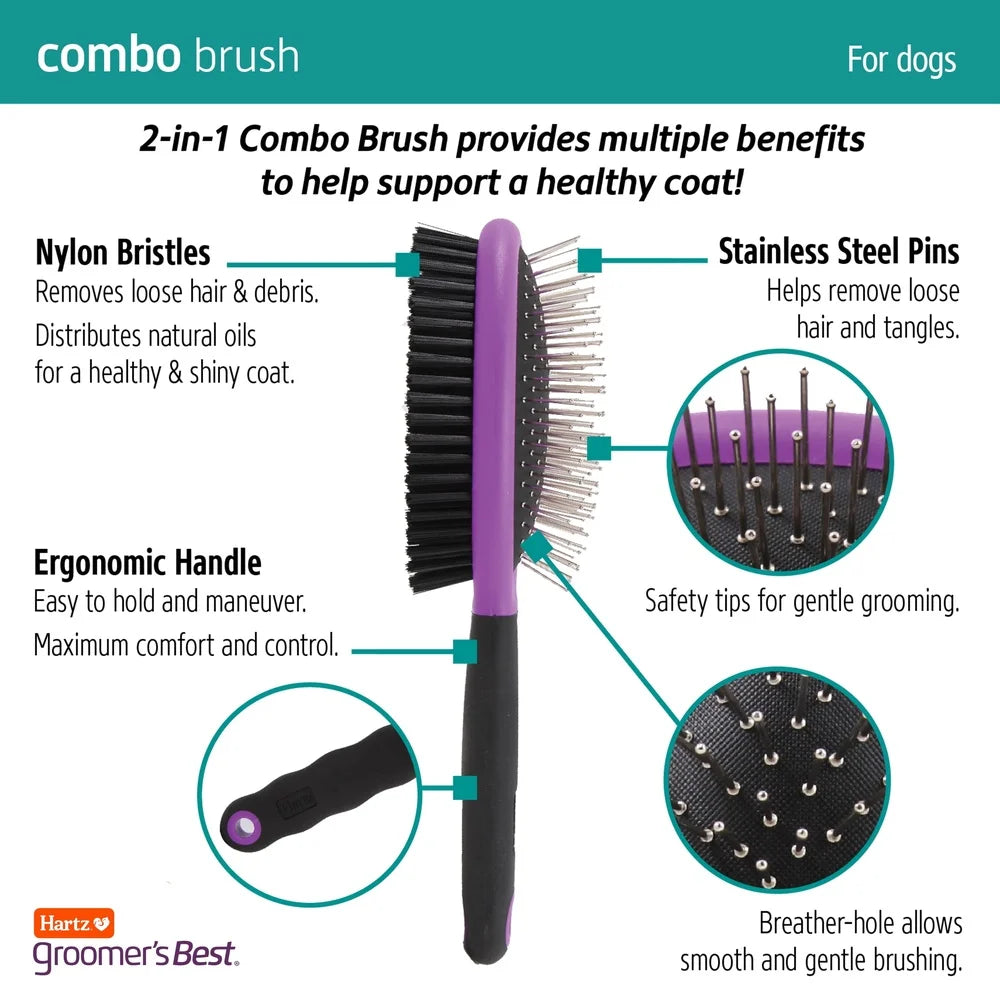 DUTRIEUX Double Sided Dog Grooming Brush Ergonomic Handle