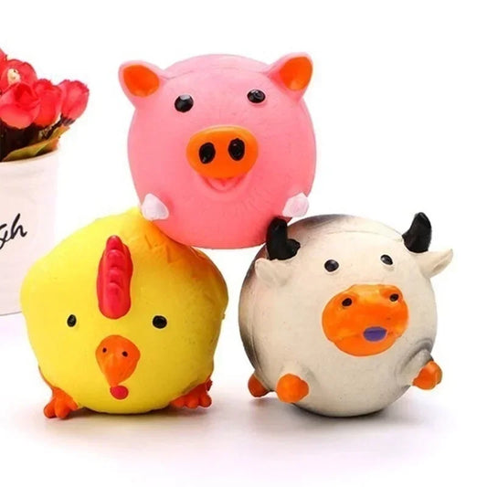 Choice Dog Squeak Toy Latex Pig Chicken Cow Designs