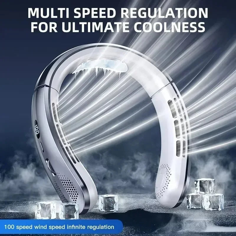 OEING 5000mAh Bladeless Neckband Fan With Digital Display