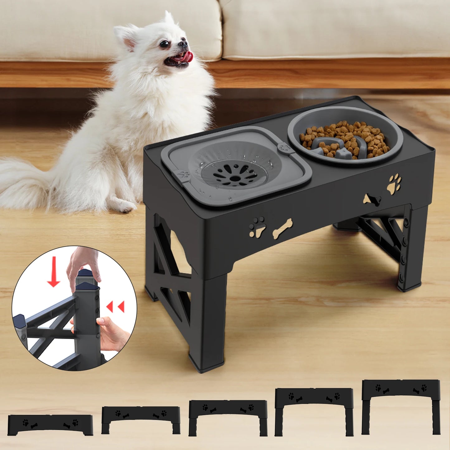 Feature Cat Dog Bowl 3 In 1 Slow Feeder Adjustable Design