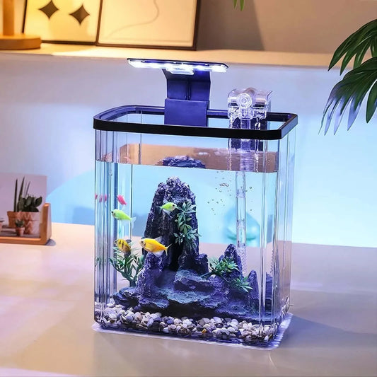 TWISTER.CKH Mini Fish Tank Starter Kit With Filter LED