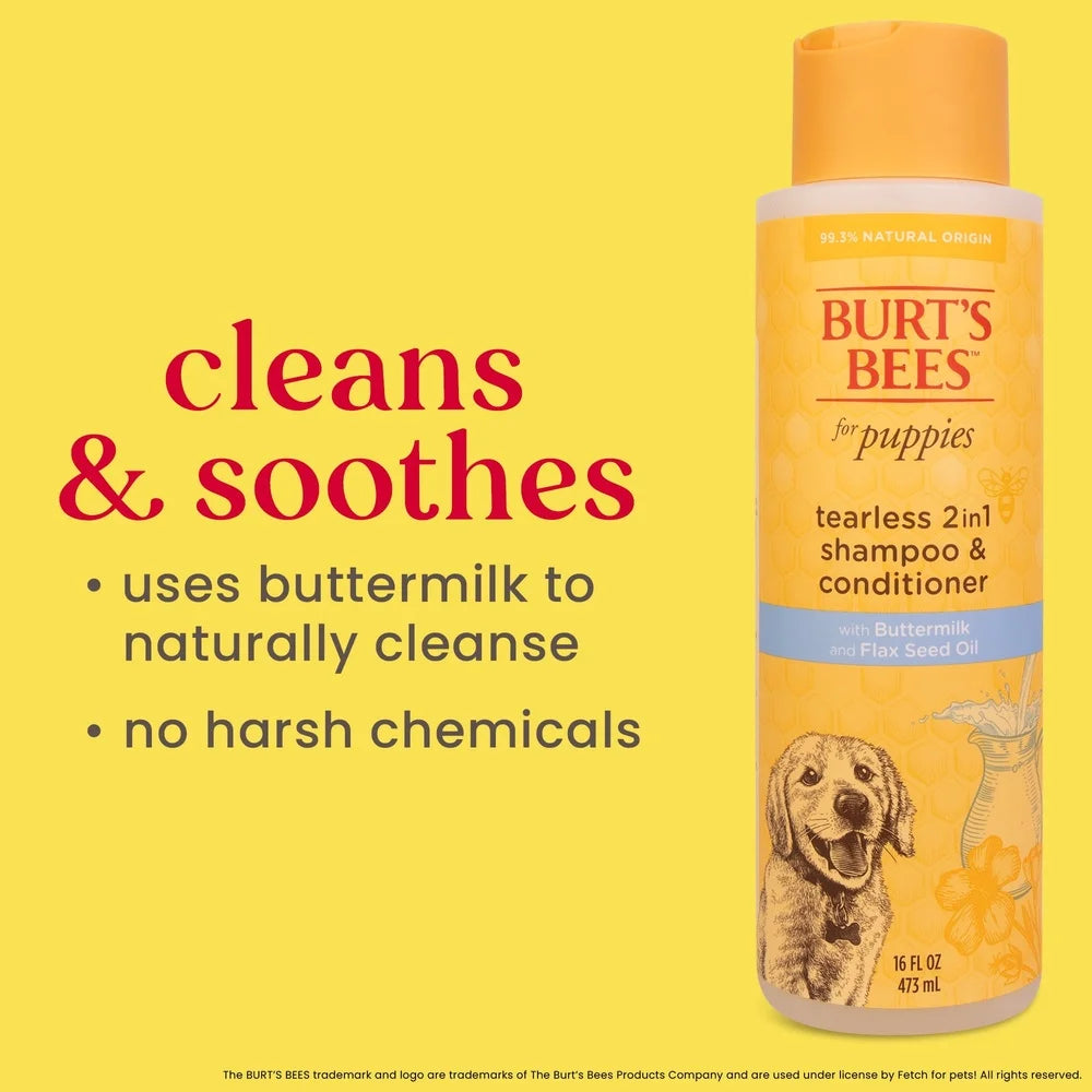 Natural Tearless 2-in-1 Dog Shampoo and Conditioner for Puppies
