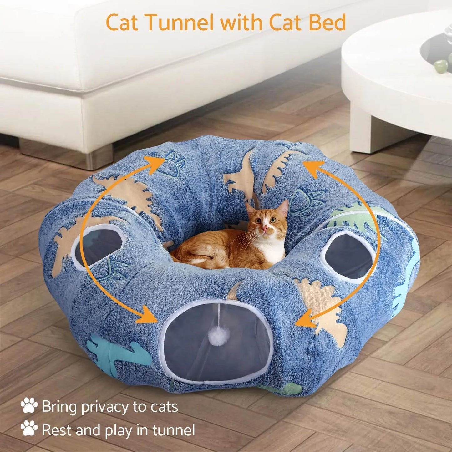 Hign Concerned Cat Tunnels 4 Entry Foldable Play System