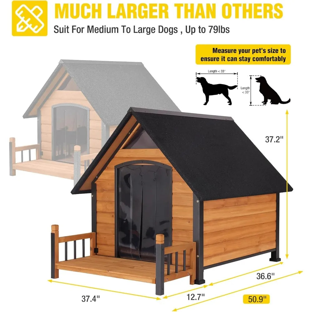 MKDK Outdoor Dog House Weatherproof Chew Proof Kennel
