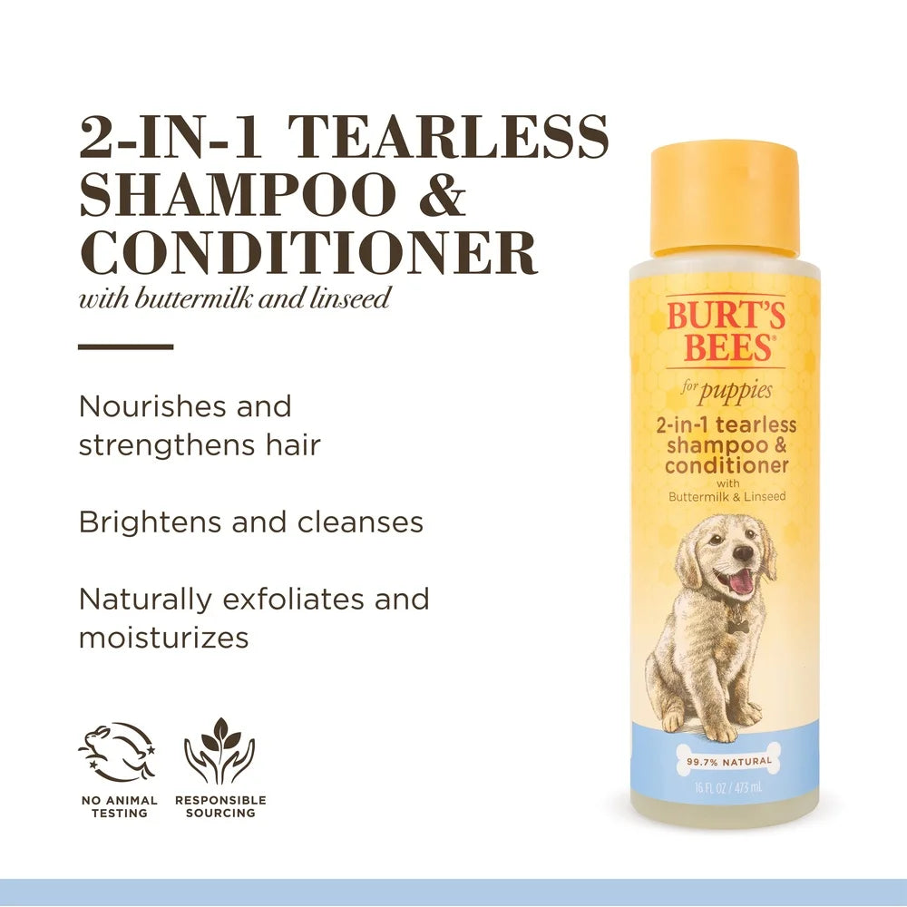 Natural Tearless 2-in-1 Dog Shampoo and Conditioner for Puppies