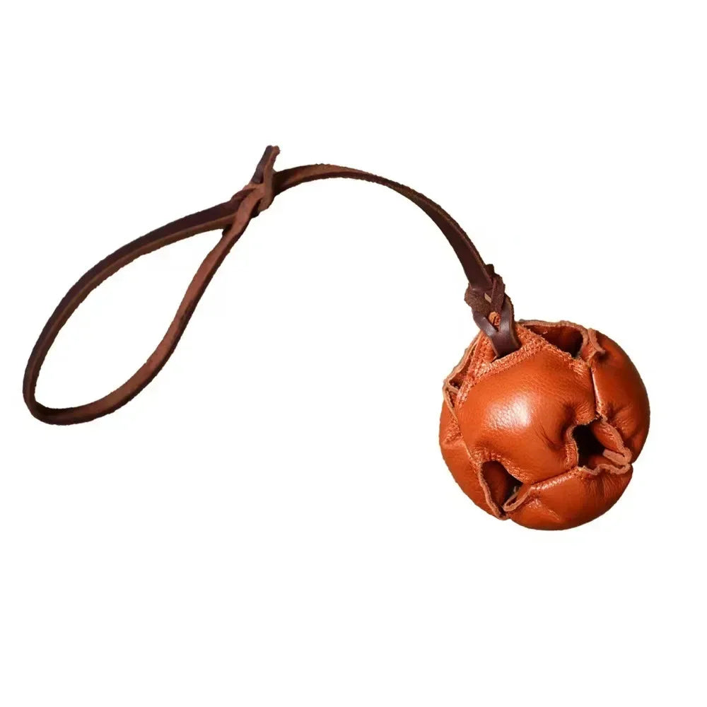 Hign-Concerned Leather Dog Training Ball Toy With Handle