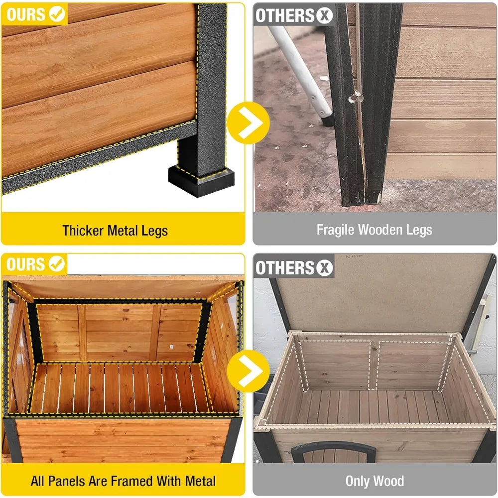 MKDK Outdoor Dog House Weatherproof Chew Proof Kennel