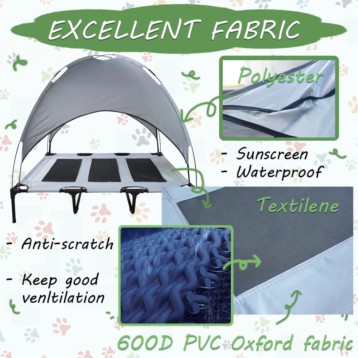 Shanghai Elevated Canopy Dog Bed With Anti Slip Fabric