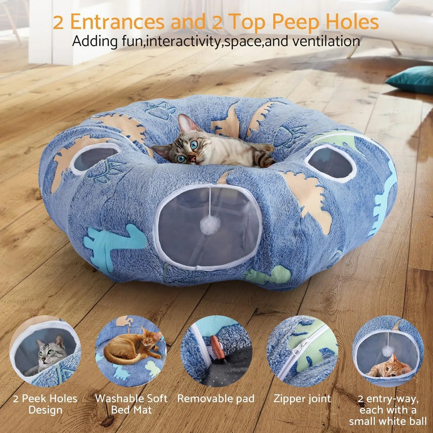 Hign Concerned Cat Tunnels 4 Entry Foldable Play System