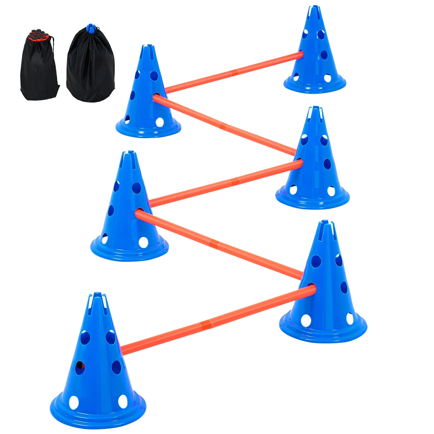 SucceBuy Dog Agility Hurdle Cone Set Adjustable Crossbar