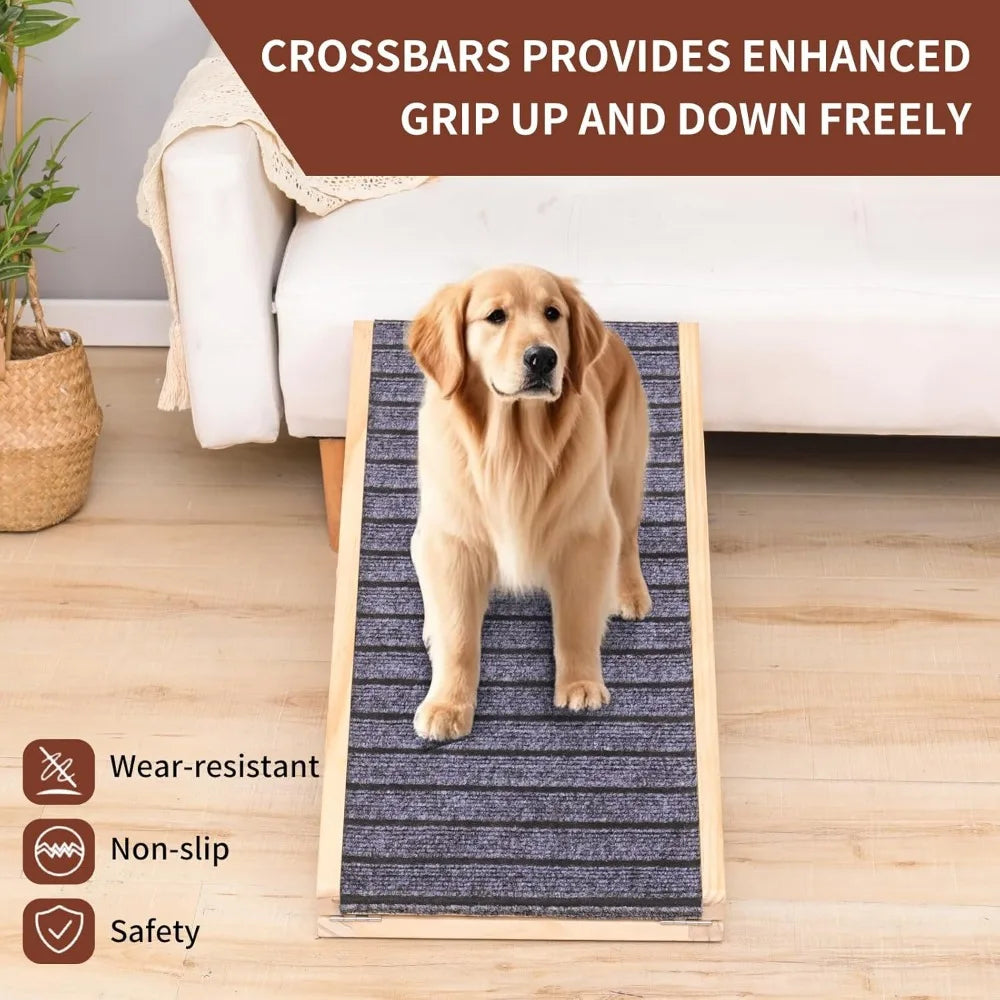 Adjustable Wooden Dog Ramp With Anti Slip Surface Indoor