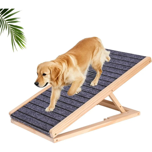 Adjustable Wooden Dog Ramp With Anti Slip Surface Indoor