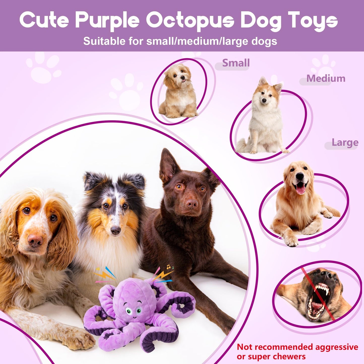 Octopus Squeaky Plush Dog Toy Interactive Cute Puppy Gift