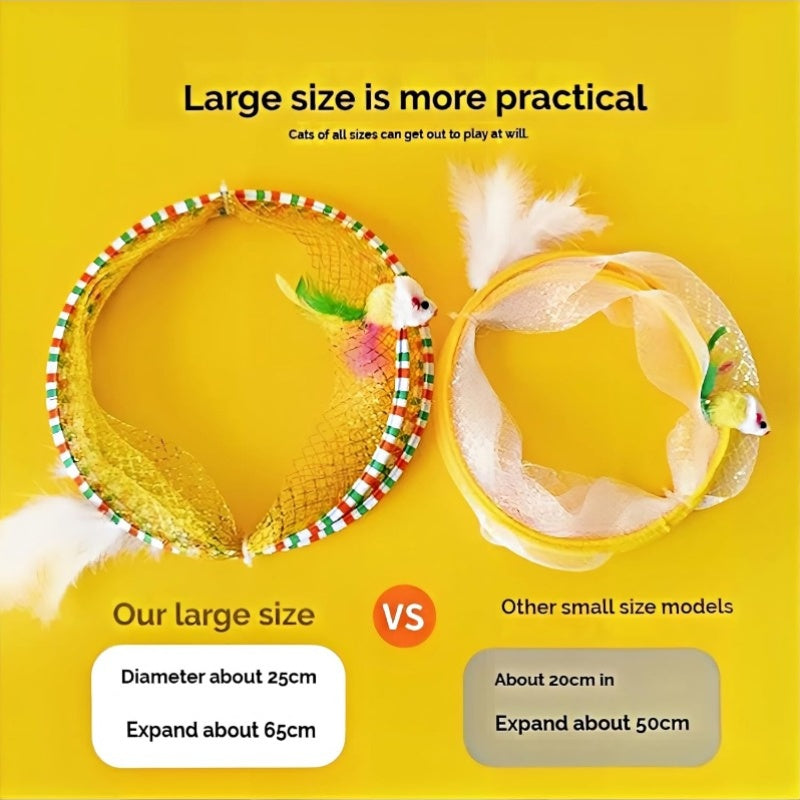 Collapsible Cat Tunnel Toy With Hanging Ball For Indoor Cats