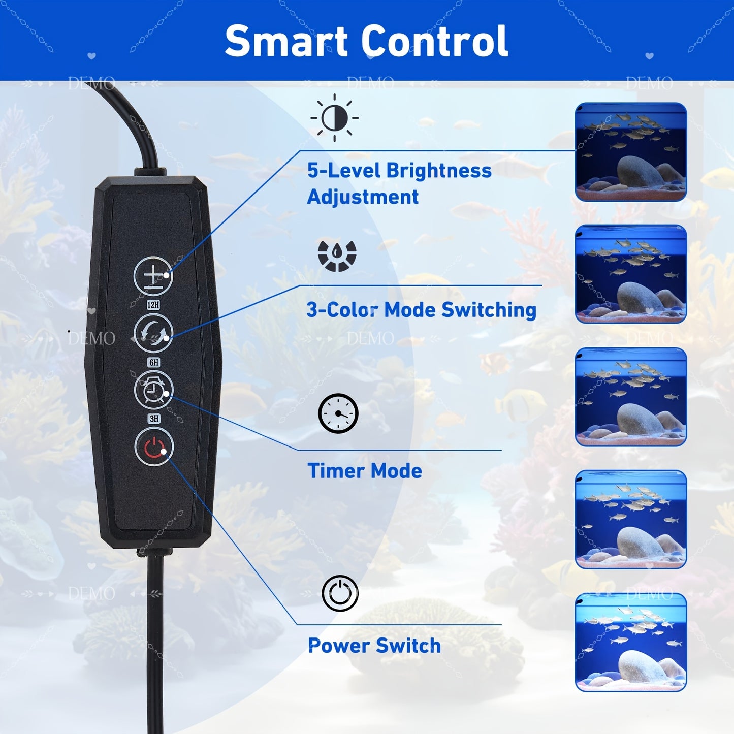 LED Aquarium Light Full Spectrum With Timer And Extendable Brackets
